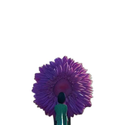 flower, hair, staff, umbrella, 3d render, concept art, vaporwave, anime transparent PNG cut-out