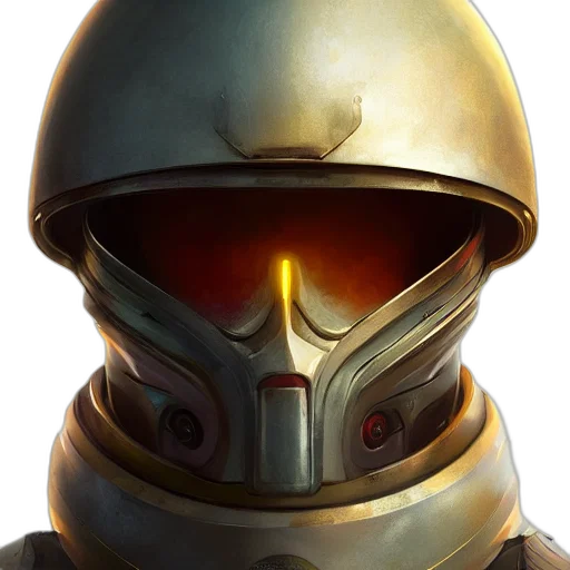 robot, mask, face, concept art, cyberpunk, fantasy art, 3d render, golden transparent PNG cut-out