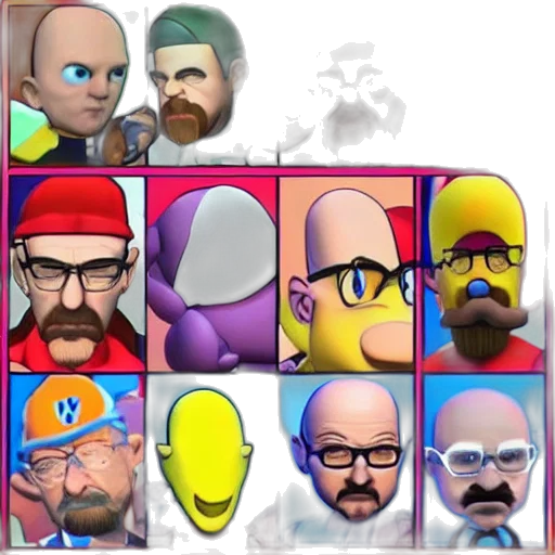 face, mask, concept art, cartoon, pixel art, comic book art, walter, white transparent PNG cut-out