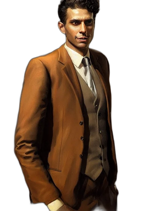 jacket, staff, face, photorealistic transparent PNG cut-out