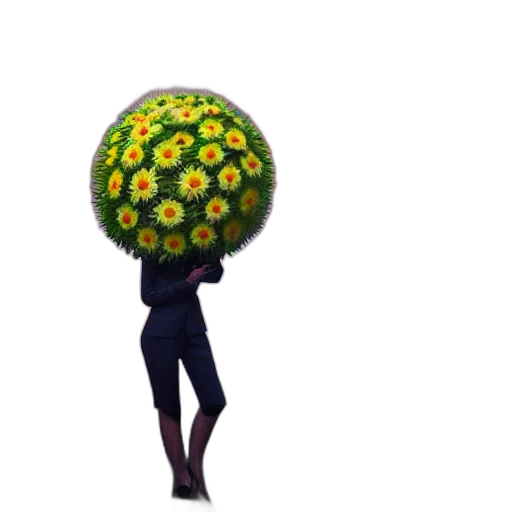 umbrella, flower, hat, crown, 3d render, pixel art, concept art, fantasy art transparent PNG cut-out