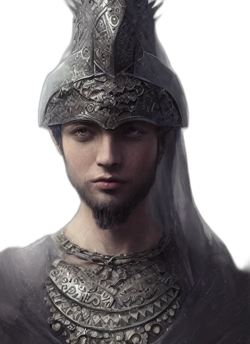 face, sword, hat, crown, fantasy art, photorealistic, concept art, 3d render transparent PNG cut-out