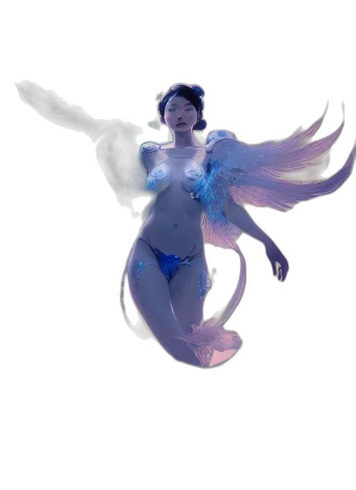 creature, dragon, concept art, fantasy art, 3d render, vaporwave, underwater, blue transparent PNG cut-out
