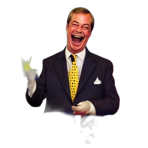 face, nigel, farage, laughing, holding, burning, flag, photograph transparent PNG cut-out