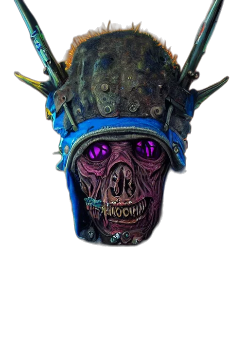 mask, crown, face, creature, concept art, cyberpunk, fantasy art, 3d render transparent PNG cut-out