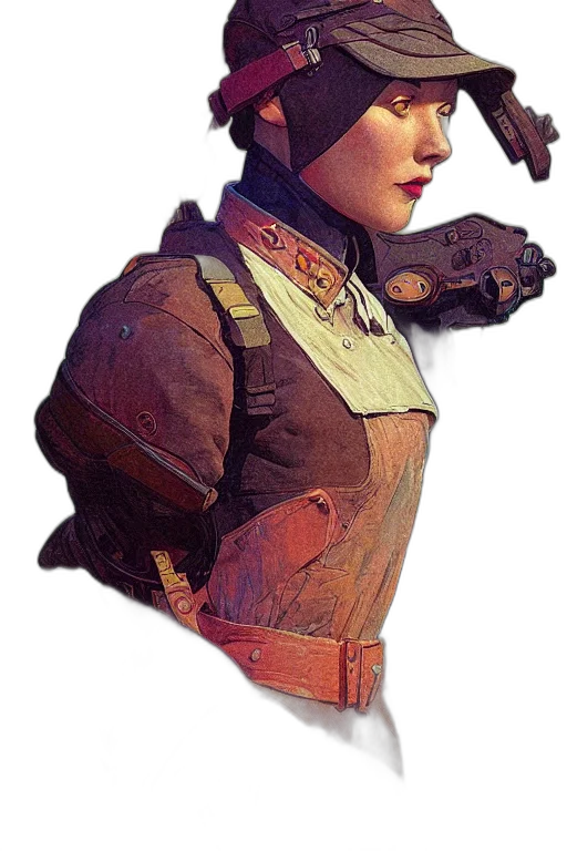 robot, jacket, weapon, face transparent PNG cut-out