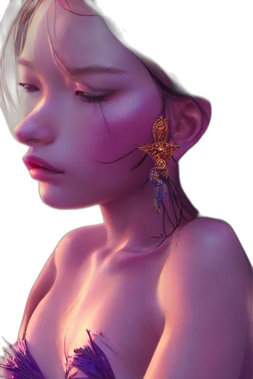 jewelry, crown, face, flower, concept art, fantasy art, photorealistic, 3d render transparent PNG cut-out
