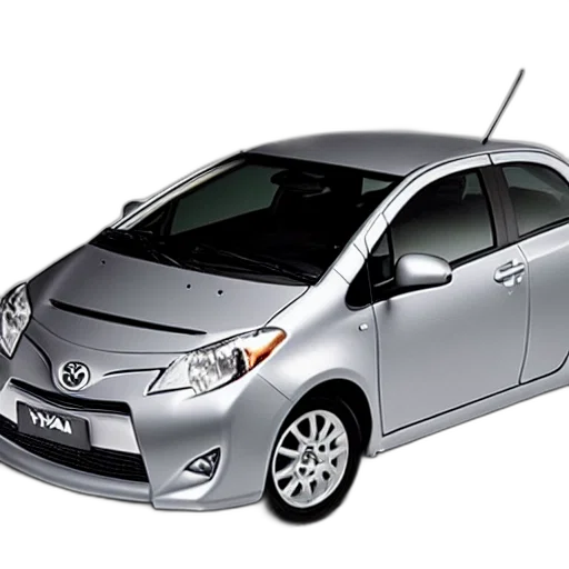 car, 3d render, photorealistic, grey, toyota, yaris, 2008, sol transparent PNG cut-out