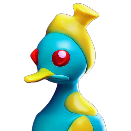 staff, animal, creature, 3d render, concept art, pixel art, blue, funny transparent PNG cut-out