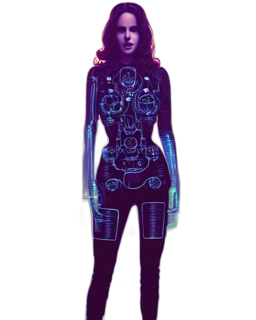 robot, dress, jacket, cyberpunk transparent PNG cut-out