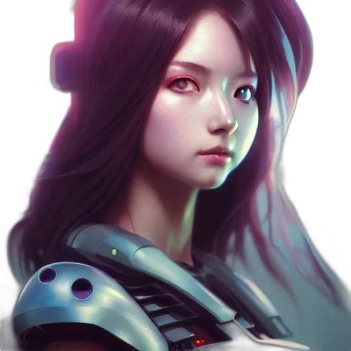 robot, face, weapon, fantasy art transparent PNG cut-out