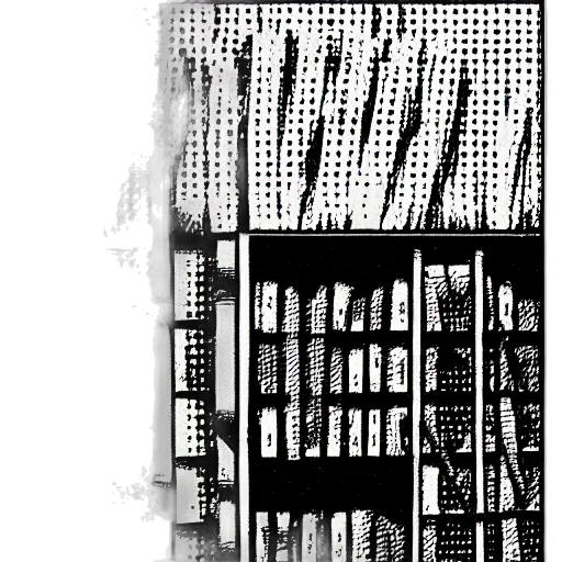 furniture, building, staff, weapon, comic book art, monochrome, screentone, artwork transparent PNG cut-out