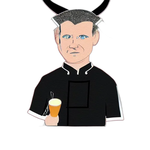 staff, cartoon, pixel art, portrait, chef, gordon, ramsay, ram transparent PNG cut-out