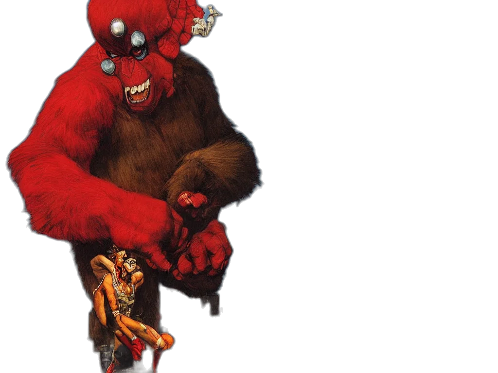 creature, concept art, comic book art, red transparent PNG cut-out