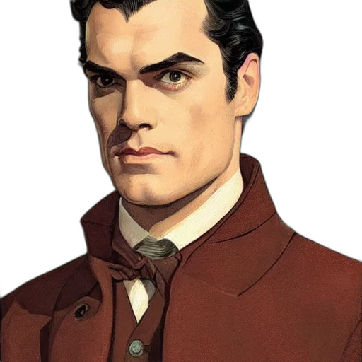 face, jacket, staff, comic book art, concept art, cartoon, photorealistic, earth tones transparent PNG cut-out