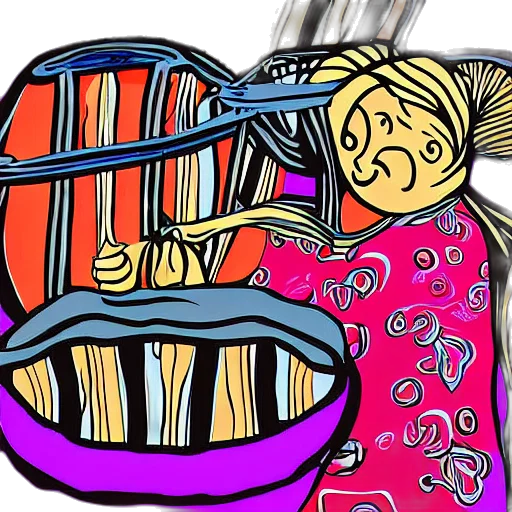 cartoon, comic book art, babushka, playing transparent PNG cut-out