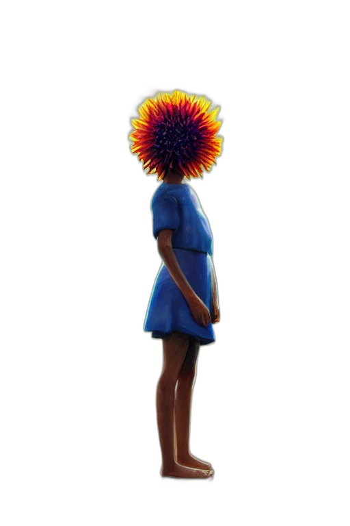 dress, flower, hair, umbrella, concept art, 3d render, photorealistic, vaporwave transparent PNG cut-out
