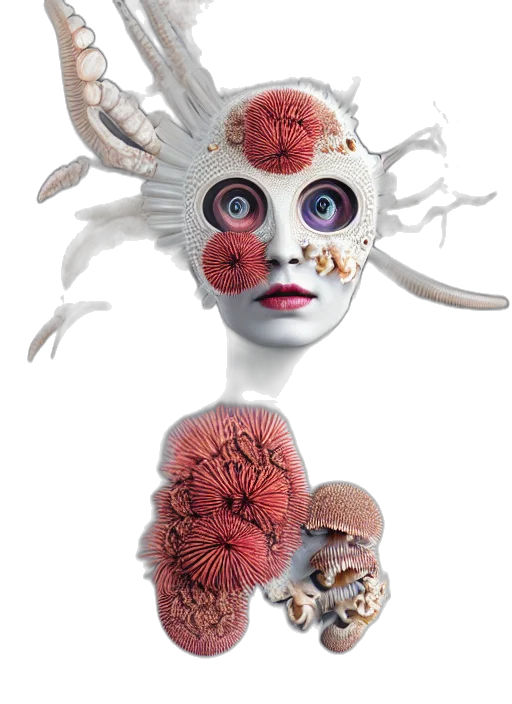 creature, mask, concept art, 3d render transparent PNG cut-out
