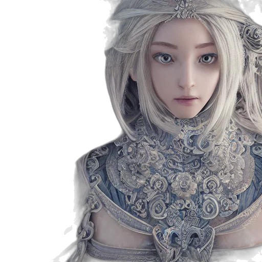 face, fantasy art, concept art, photorealistic, 3d render, monochrome, blue, pastel transparent PNG cut-out