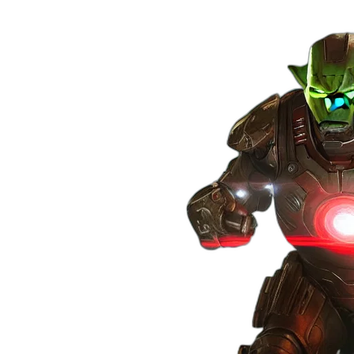 robot, 3d render, concept art, yoda transparent PNG cut-out
