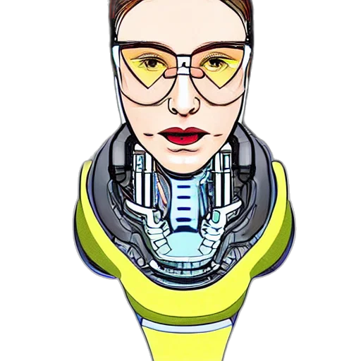 robot, cartoon, cyberpunk, comic book art transparent PNG cut-out