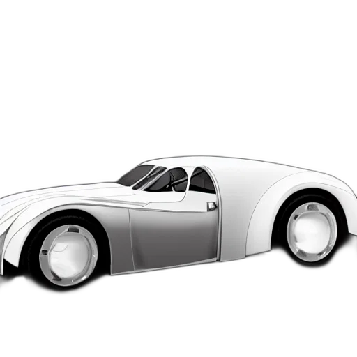 car, 3d render, concept art, photorealistic, cartoon, monochrome, bugatti, type transparent PNG cut-out
