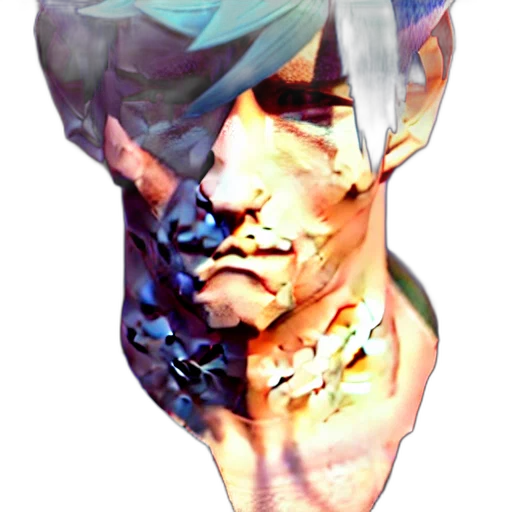 face, mask, robot, crown, vaporwave, anime, pixel art, concept art transparent PNG cut-out