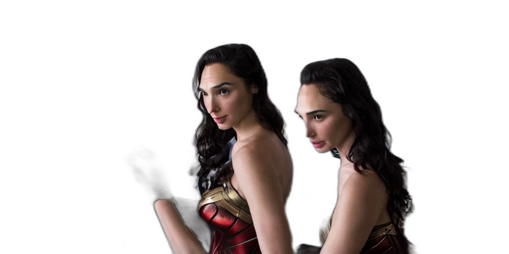 comic book art, concept art, photorealistic, fantasy art, gal, gadot, stands, her transparent PNG cut-out