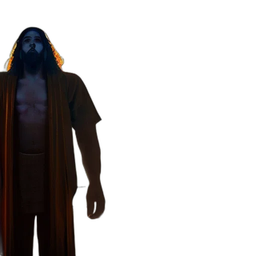 creature, staff, mask, hair, concept art, 3d render, fantasy art, photorealistic transparent PNG cut-out