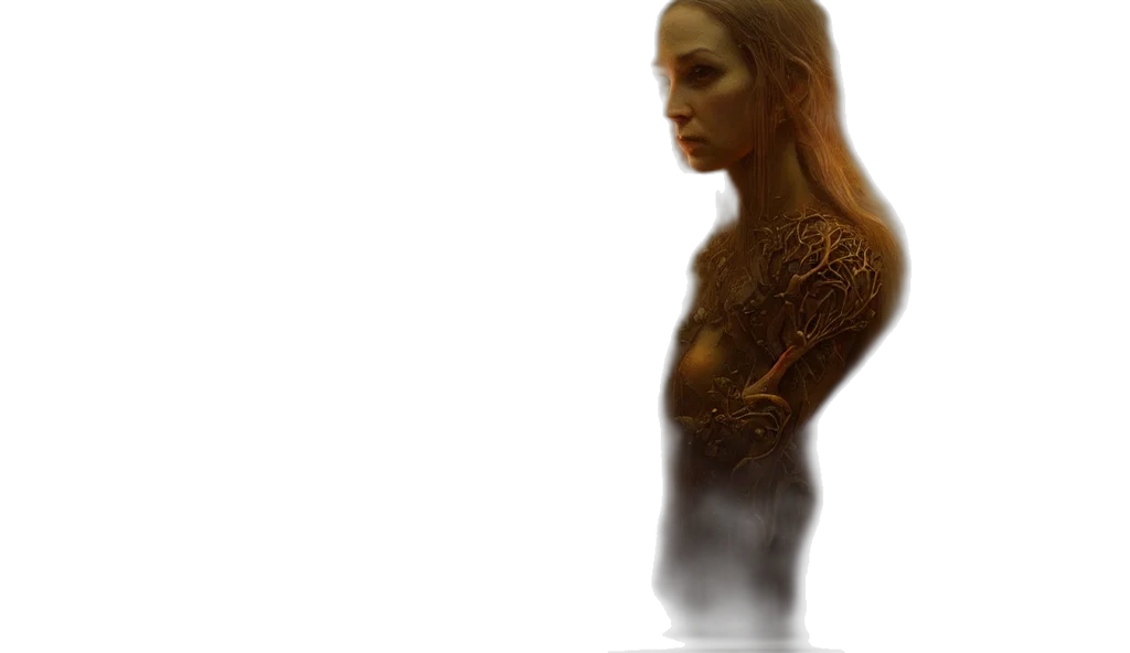 dress, robot, face, jewelry, concept art, fantasy art, 3d render, photorealistic transparent PNG cut-out
