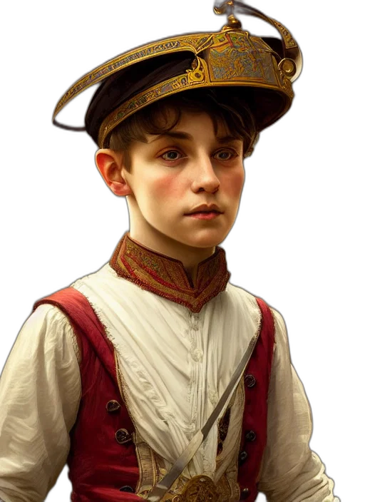 hat, staff, face, crown, photorealistic, oil painting, fantasy art, concept art transparent PNG cut-out