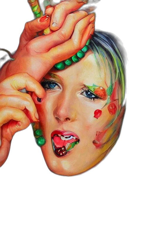 face, mask, jewelry, photorealistic transparent PNG cut-out
