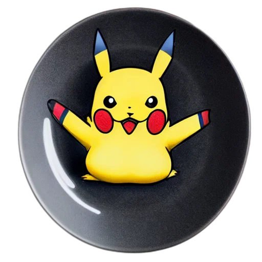 3d render, pikachu, plate transparent PNG cut-out