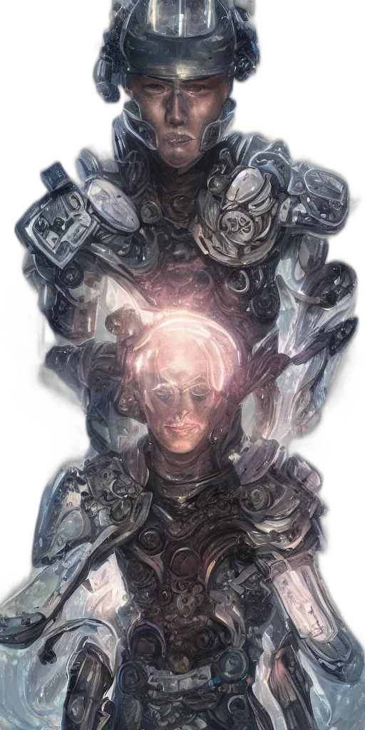 robot, face, mask, crown, concept art, fantasy art, comic book art, cyberpunk transparent PNG cut-out