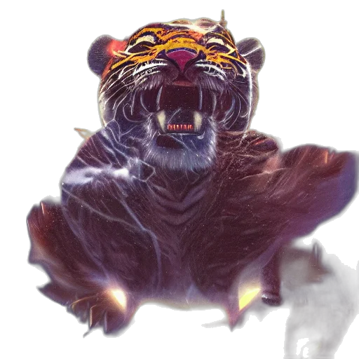 animal, creature, staff, fantasy art, concept art, photorealistic, 3d render, tiger transparent PNG cut-out