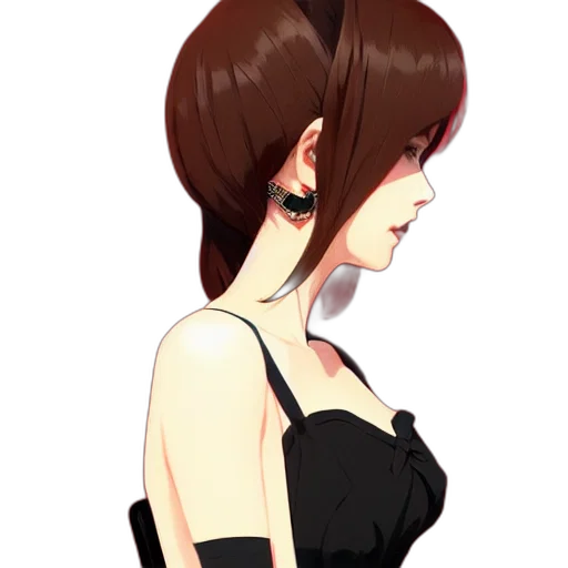 dress, face, staff, jewelry transparent PNG cut-out