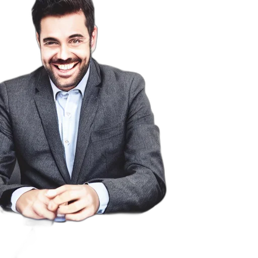 jacket, staff, face, cinematic, portrait, happy, businessman, behind transparent PNG cut-out