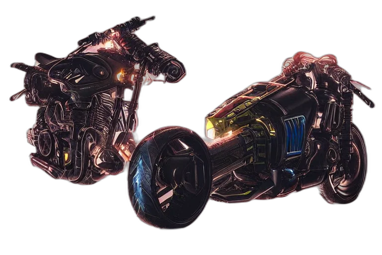weapon, robot, car, concept art, 3d render, cyberpunk, comic book art, outer space transparent PNG cut-out