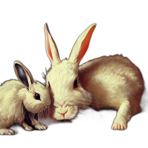 animal, photorealistic, 3d render, concept art, oil painting, very, agressive, bunnies transparent PNG cut-out