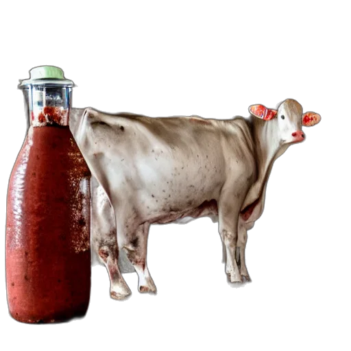 bottle, animal, food, weapon, photorealistic, concept art, 3d render, dirty transparent PNG cut-out