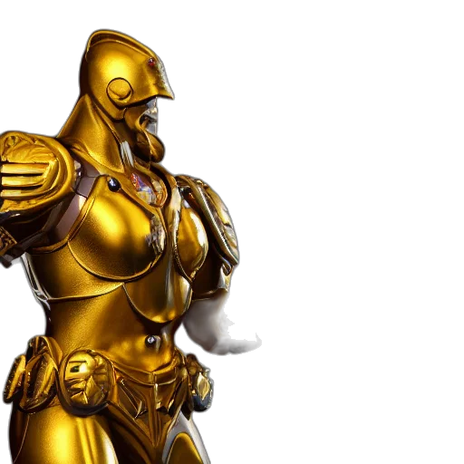 robot, 3d render, concept art, golden, portrait, warrior, gold, statue transparent PNG cut-out