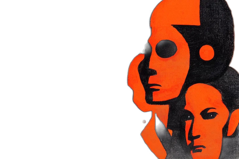 mask, face, robot, concept art, comic book art, soldiers, risograph, grainy transparent PNG cut-out