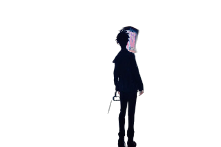 jacket, staff, robot, hair transparent PNG cut-out