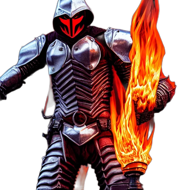 jacket, robot, mask, concept art, comic book art, pixel art, 3d render, fire transparent PNG cut-out