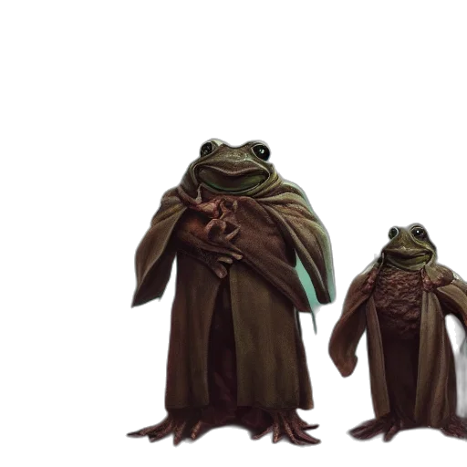 concept art, fantasy art, 3d render, earth tones, dark, green, frog, wizard transparent PNG cut-out