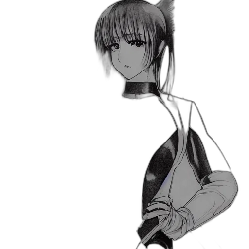 robot, mask, staff, weapon, anime, cyberpunk, concept art, cartoon transparent PNG cut-out
