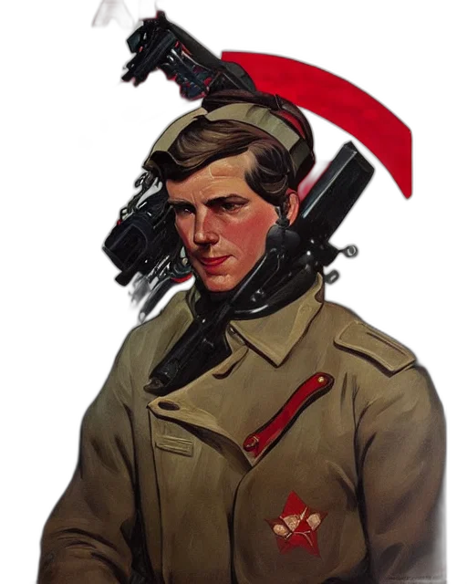 jacket, weapon, staff, face, concept art, comic book art, pixel art, photorealistic transparent PNG cut-out