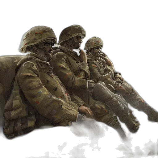 weapon, jacket, concept art, photorealistic, 3d render, watercolor, fog, earth tones transparent PNG cut-out