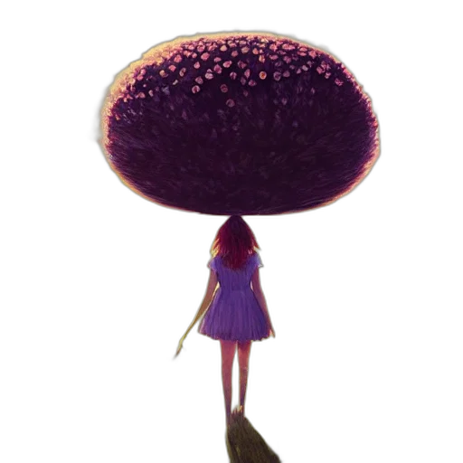 umbrella, hat, dress, staff, concept art, watercolor, 3d render, fantasy art transparent PNG cut-out