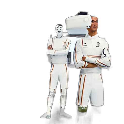 robot, concept art, pixel art, 3d render, fantasy art, outer space, cristiano, ronaldo transparent PNG cut-out